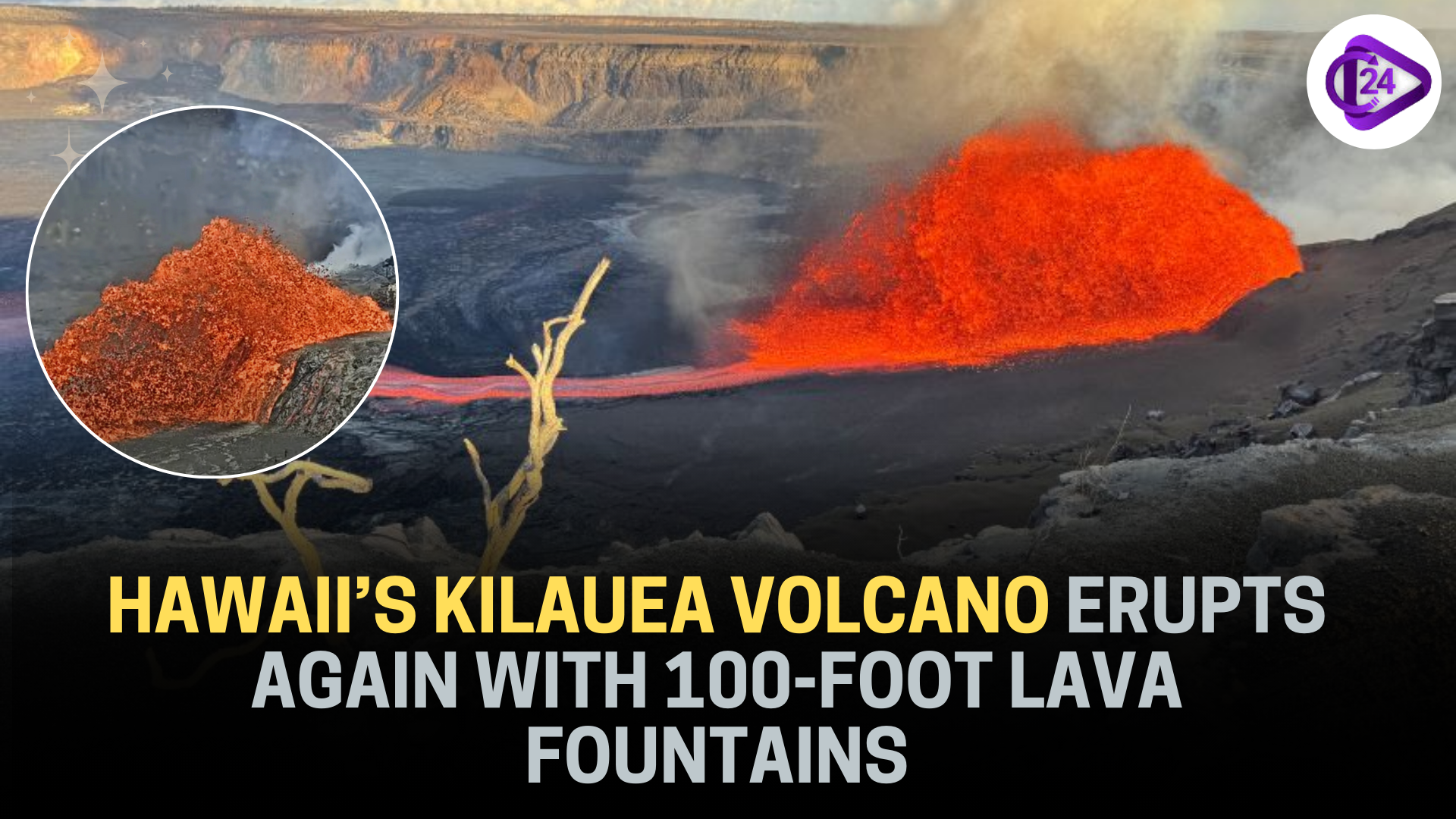 Hawaii’s Kilauea Volcano Erupts Again with 100-Foot Lava Fountains