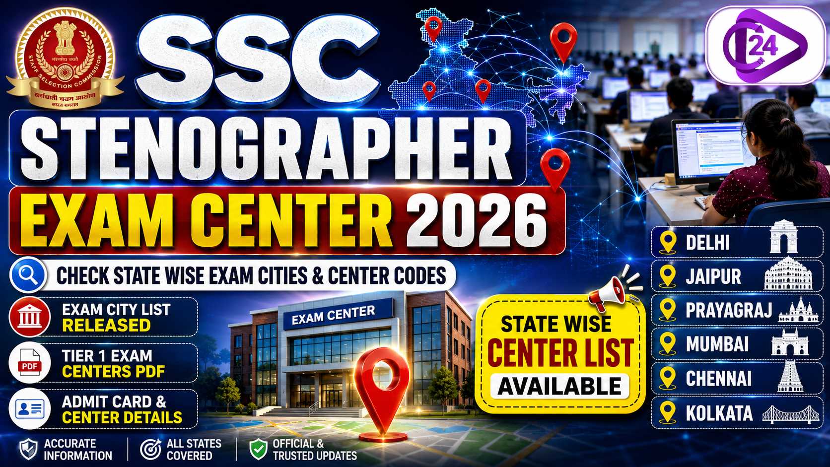 SSC Stenographer Exam center 2026